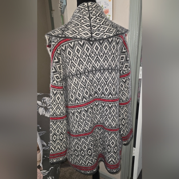 (J) ASPEN Geometric Patterned Open Front Cardigan - Picture 3 of 6